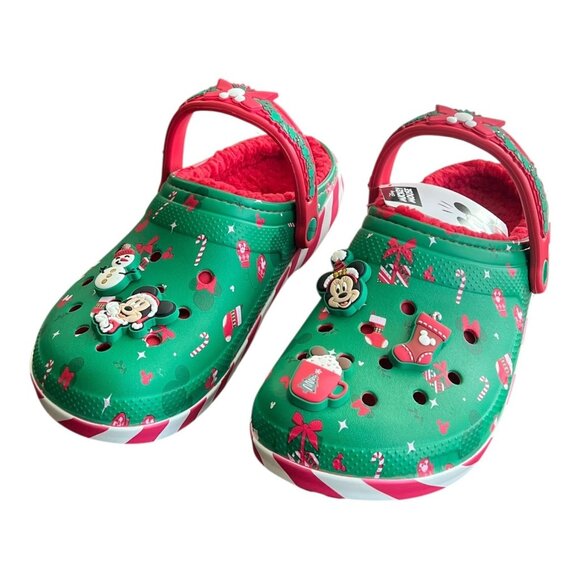 Crocs Mickey & Minnie Mouse Christmas Holiday Fleece Lined Clogs 210813-90H - Picture 7 of 13